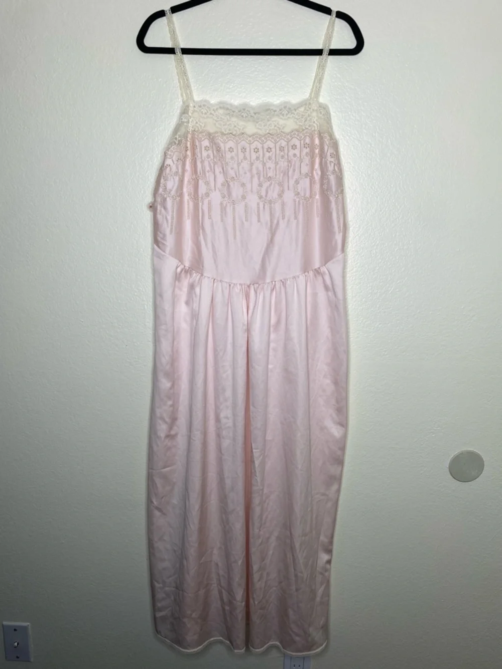 Vintage Miss DIOR Lace-Detail Light Pink Satin Slip Chemise - Picture 1 of 12